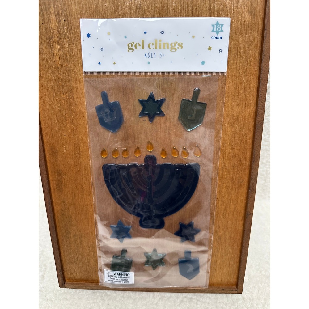 Gel Clings Hanukkah Menorah Dreidel Star of David 18 Count Set of 4 New